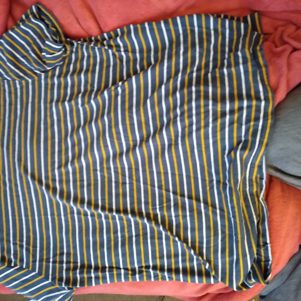 Elegant Blue and Yellow Striped Midi Skirt